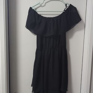 DIVIDED Black Ruffle Off-Shoulder Mini Dress